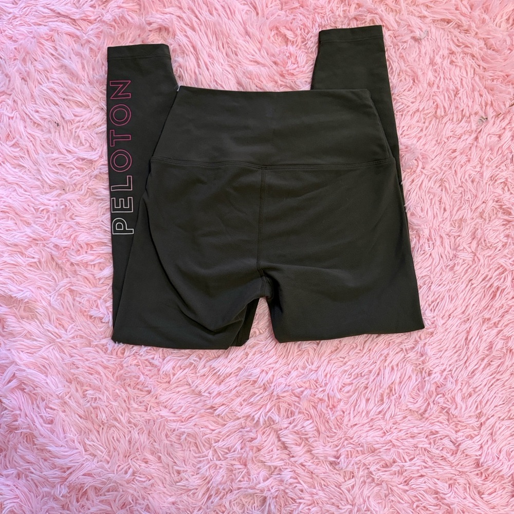 Peloton Black Leggings with Pink Logo